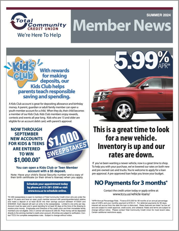 image of page one, second quarter newsletter